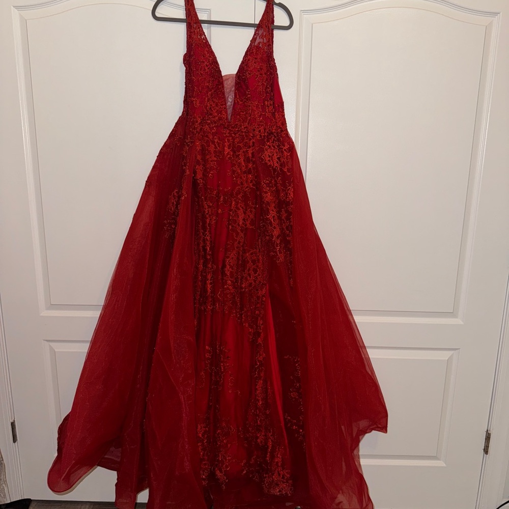Elegant Red Lace Gown
